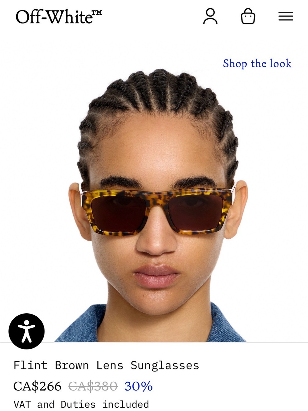 Off-White Tortoiseshell Frame Sunglasses with Brown Lenses